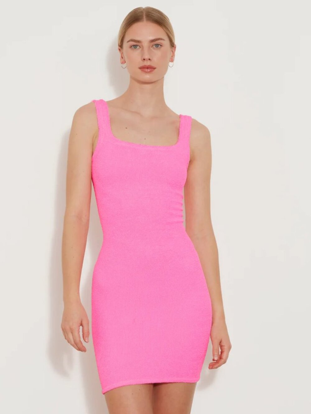 Hunza G Square Neck Tank Dress in Pink OS